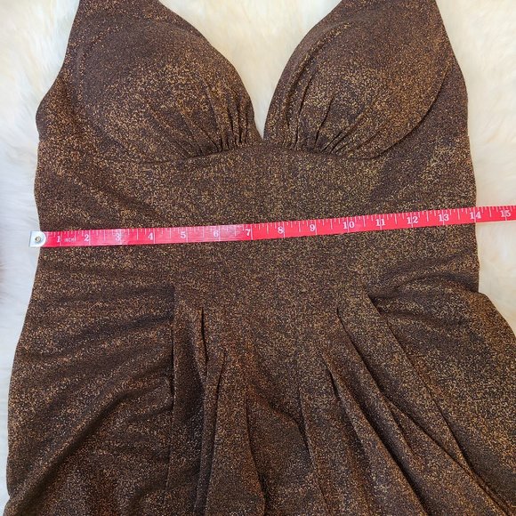 Selina Designer Bronze Metallic Cocktail Dress - Picture 3 of 6